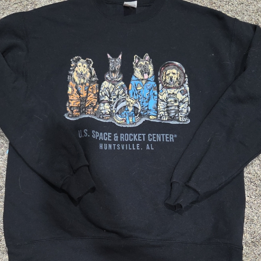 Black U.S. Space & Rocket Center Sweatshirt With Dogs NASA Space Camp